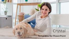  Presentation with next - Amazing presentation theme having golden-retriever-dog-lying-next backdrop and a mint green colored foreground