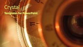  Presentation with film strip - PPT layouts featuring golden-retro-camera-lens background and a  colored foreground