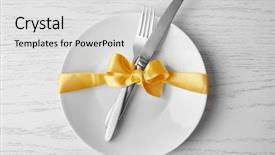  Presentation with tablets wood table tablet white - Slides with golden ribbon - beautiful table setting on white background and a  colored foreground