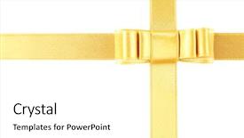  Presentation with white gold picture of wedding - Beautiful slide deck featuring golden ribbon and bow isolated backdrop and a  colored foreground