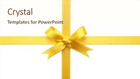  Presentation with white gold birthday - PPT layouts having golden ribbon on white background background and a cream colored foreground