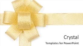  Presentation with abstract yellow gold and white - PPT layouts featuring golden ribbon with bow isolated background and a  colored foreground