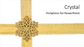  Presentation with black and gold and white - Audience pleasing theme consisting of golden ribbon with snowflake isolated backdrop and a white colored foreground