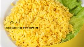  Presentation with golden rice - Amazing PPT layouts having yellow quartz pendant on blue beads as a background backdrop and a ocean colored foreground