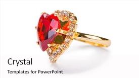  Presentation with golden - Slide deck enhanced with golden ring isolated on white background and a  colored foreground