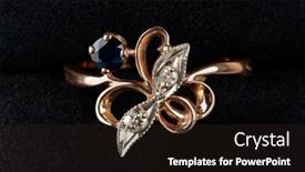  Presentation with sapphire - Slide deck with golden ring with sapphire and diamond shot from above on black velvet background and a wine colored foreground