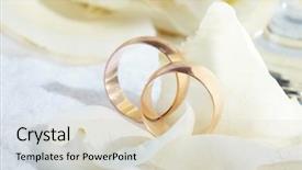  Presentation with golden wedding - Presentation having golden rings and rose petals background and a soft green colored foreground