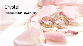  Presentation with golden wedding - Presentation theme enhanced with golden rings and rose petals background and a sky blue colored foreground