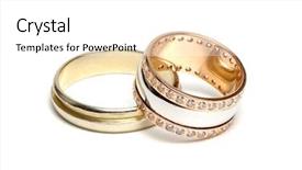  Presentation with golden - Amazing presentation theme having golden rings isolated on white backdrop and a  colored foreground