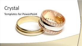  Presentation with white gold award - Beautiful presentation featuring golden rings isolated on white backdrop and a  colored foreground