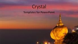  Presentation with rock - PPT layouts enhanced with golden rock - kyaiktiyo pagoda - famous background and a  colored foreground