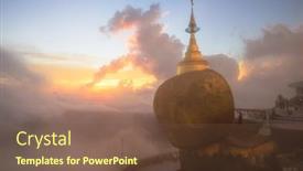  Presentation with rock - Slide deck having golden-rock-of-kyaiktiyo-myanmar background and a tawny brown colored foreground