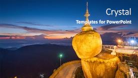  Presentation with rock - Slide deck enhanced with golden-rock-of-mt-kyaiktiyo background and a ocean colored foreground