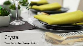  Presentation with closeup of foosball table soccer - Slides having golden rule - beautiful festive table setting closeup background and a light gray colored foreground