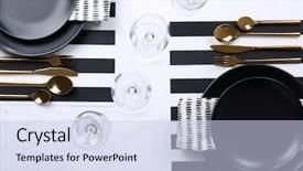  Presentation with cutlery easter table setting - Presentation featuring golden rule - beautiful festive table setting background and a  colored foreground