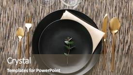  Presentation with table setting - Amazing presentation theme having golden rule - beautiful festive table setting backdrop and a gray colored foreground