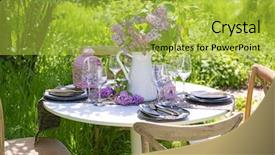  Presentation with flower beautiful lilac border - Presentation theme with golden rule - beautiful table setting with lilac background and a yellow colored foreground