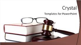  Presentation with gavel - PPT theme enhanced with golden rule - wooden gavel glasses and books background and a white colored foreground