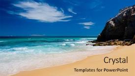  Presentation with beach sands - Theme enhanced with golden sands on an unspoilt australian beach background and a coral colored foreground