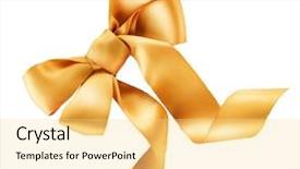  Presentation with gift ribbon - Cool new presentation theme with golden satin gift bow ribbon backdrop and a blonde colored foreground