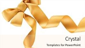 Presentation with white gold award - Amazing slides having golden satin gift bow ribbon backdrop and a blonde colored foreground