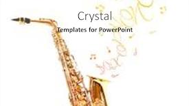  Presentation with golden - Amazing presentation theme having golden-saxophone-and-notes-coming backdrop and a cream colored foreground