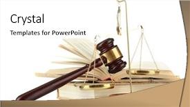  Presentation with gavel - Audience pleasing slide deck consisting of golden scales of justice gavel backdrop and a white colored foreground