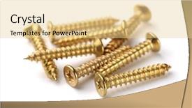  Presentation with golden - PPT theme having golden screws isolated on white background and a blonde colored foreground