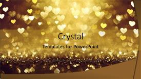  Presentation with shiny - PPT theme with golden shiny background with hearts background and a gold colored foreground