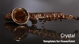  Presentation with construction black and gold - PPT layouts featuring golden shiny saxophone on black background and a wine colored foreground