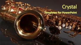  Presentation with construction black and gold - Amazing slide deck having golden shiny saxophone on black backdrop and a tawny brown colored foreground