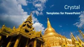  Presentation with shwedagon - Beautiful presentation theme featuring golden-shwedagon-paya-in-daytime backdrop and a ocean colored foreground
