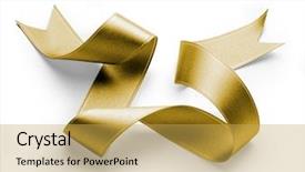  Presentation with golden light - Audience pleasing slides consisting of golden silk ribbon on white backdrop and a yellow colored foreground