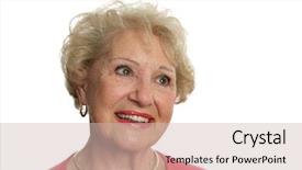  Presentation with hopeful - Beautiful PPT theme featuring golden sixties - beautiful senior woman looking hopeful backdrop and a  colored foreground