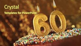  Presentation with birthday cake - Slides enhanced with golden sixties - birthday cake with burning candles background and a tawny brown colored foreground