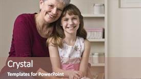  Presentation with square - PPT layouts having golden sixties - grandmother is sitting background and a coral colored foreground