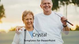  Presentation with senior couple - Beautiful presentation theme featuring golden sixties - portrait of happy senior couple backdrop and a lemonade colored foreground