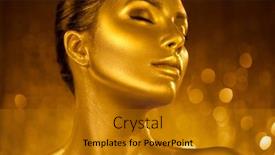  Presentation with jewelry gold - Amazing slide set having golden-skin-make-up-woman backdrop and a gold colored foreground