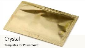  Presentation with cosmetics - Presentation having golden small cosmetics sachet isolated background and a lemonade colored foreground