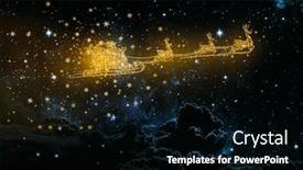  Presentation with night sky - Presentation design with golden snowy flying santa claus on the background of the night sky background and a black colored foreground