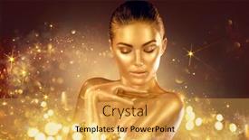  Presentation with fashion accessories - Slide deck enhanced with golden-sparkles-skin-woman-face background and a yellow colored foreground