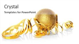  Presentation with streamer - Slide deck consisting of golden spiral - christmas ball with streamer background and a  colored foreground