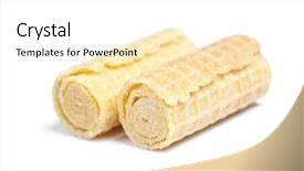  Presentation with wafer - Slide set enhanced with golden spiral - group of wafer rolls isolated background and a white colored foreground