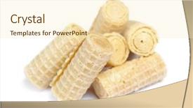  Presentation with wafer - Presentation theme consisting of golden spiral - group of wafer rolls isolated background and a cream colored foreground
