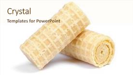  Presentation with wafer - Slide set with golden spiral - group of wafer rolls isolated background and a cream colored foreground