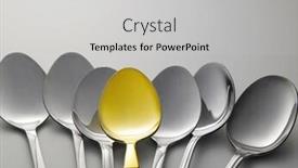  Presentation with spoon - PPT theme consisting of standout - golden spoon stand background and a light gray colored foreground
