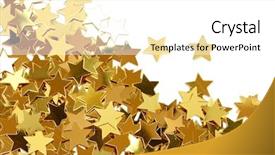  Presentation with gold star - Presentation theme with golden star confetti on white background and a white colored foreground