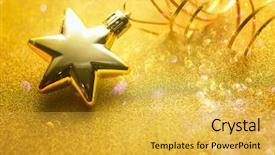  Presentation with golden christmas - Colorful PPT layouts enhanced with golden star shape christmas decoration backdrop and a yellow colored foreground