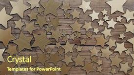  Presentation with gold twinkling stars - PPT theme consisting of golden stars on old wooden background and a  colored foreground