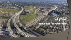  Presentation with los angeles - Presentation design featuring golden state 5 freeway interchange background and a gray colored foreground
